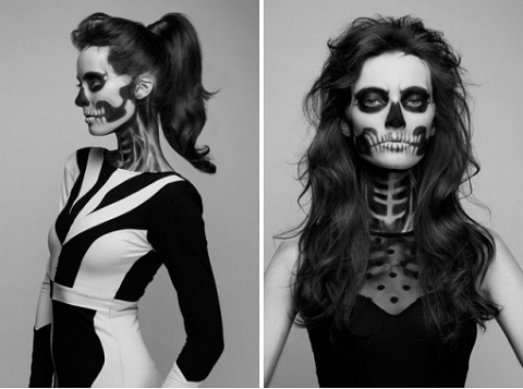макияж скелета на Хэллоуин