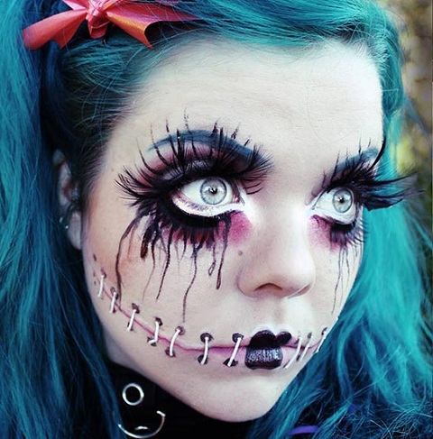 макияж куклы на Хэллоуин